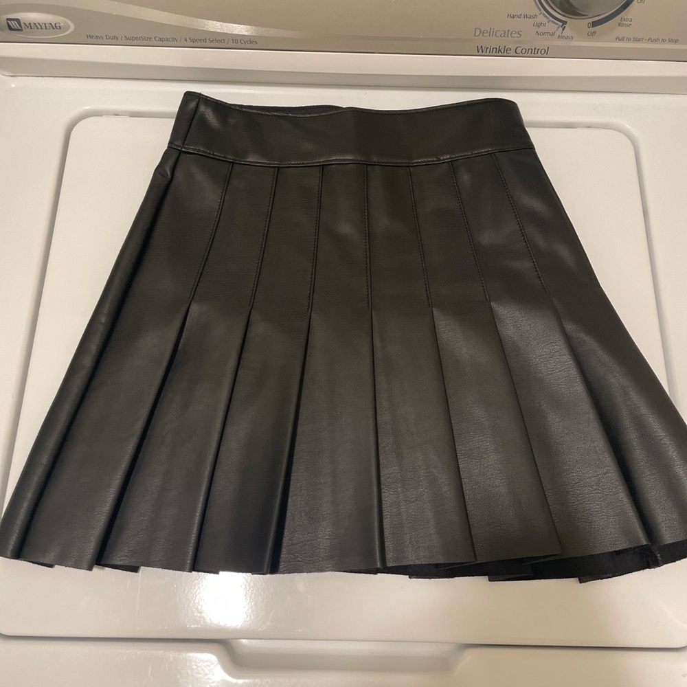 Vegan Leather Pleated Skirt